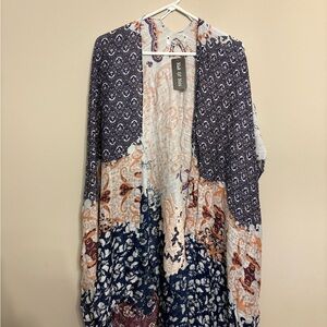 Blue and Orange Patterned Lightweight Kimono